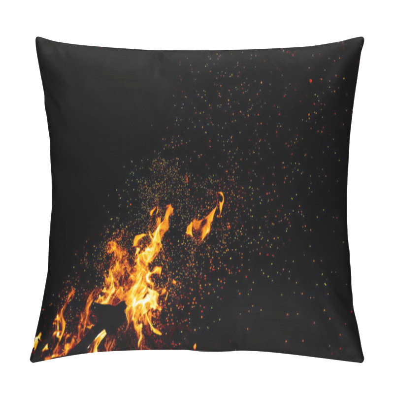 Personality  Close Up View Of Burning Campfire As Dark Abstract Background Pillow Covers