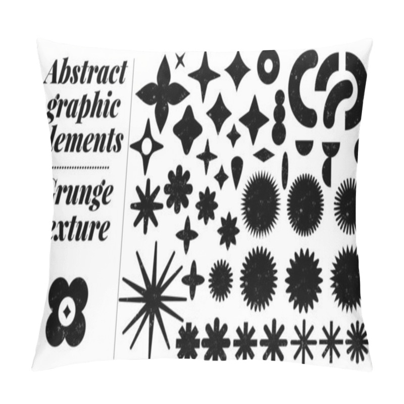 Personality  Collection Of Various Shapes With Grunge Texture. Graphic Resources For Sale Or Discount Stickers, Icons, Badges. Vectorized Abstract Shapes, Circular, Elongated, Stars. Pillow Covers