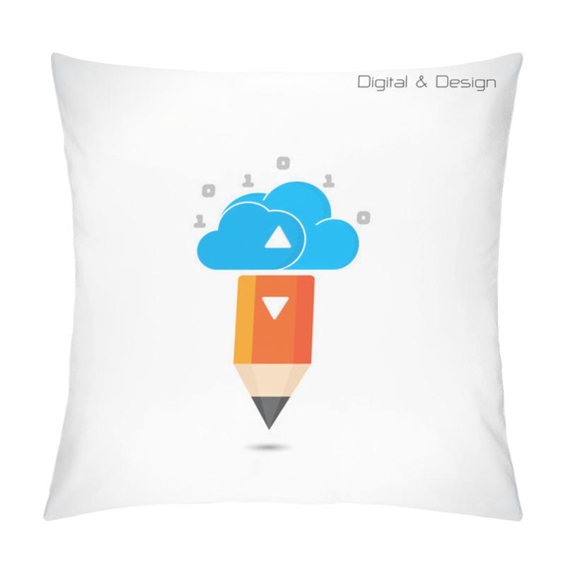 Personality  Creative Pencil And Cloud Symbol. Flat Design Style And Digital Pillow Covers