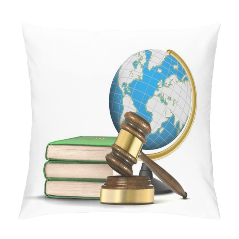 Personality  International Justice System With Gavel Books And Globe Pillow Covers