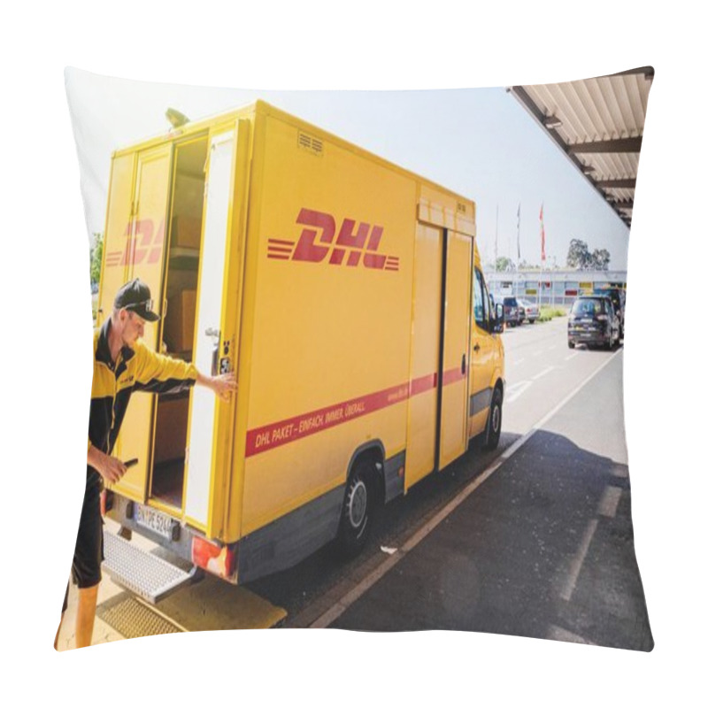 Personality  DHL Delivery Van At Baden-Baden German Airport Pillow Covers