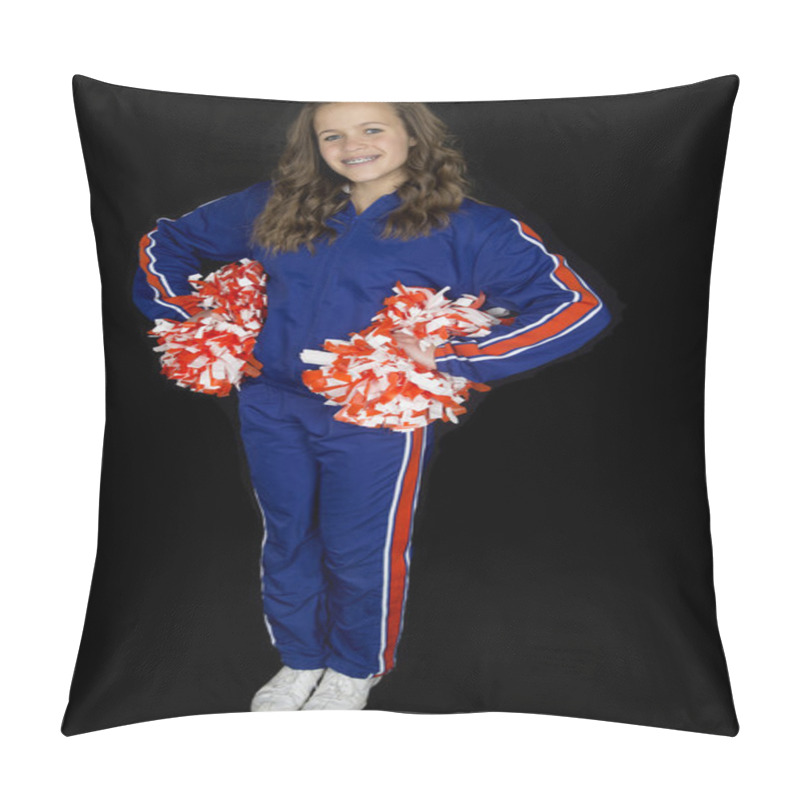 Personality  Cute Teen Cheerleader Standing Smiling With Braces On Her Teeth  Pillow Covers