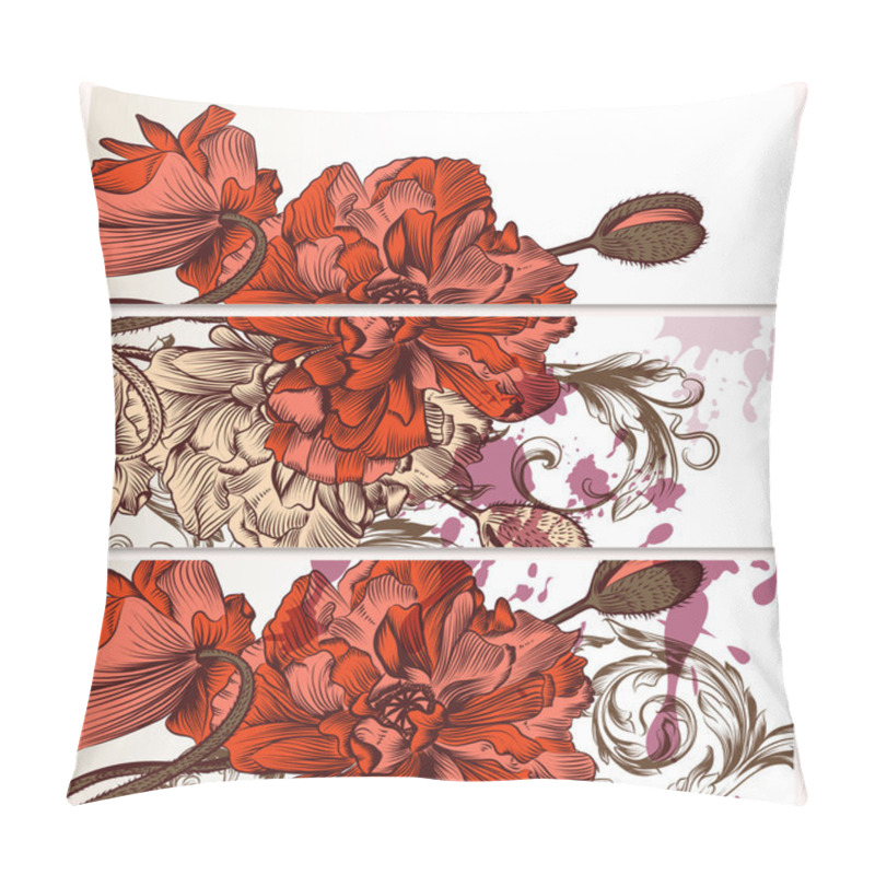 Personality  Floral  Backgrounds Set With Poppy Flowers Pillow Covers