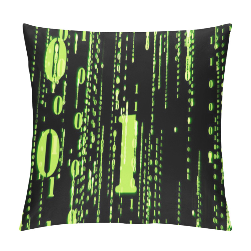 Personality  Motion Graphic Of Random Green Particle Binary Digit Number Falling Down With Matrix Effect Over Animated Background, Analysis Data And Computer Concept Pillow Covers