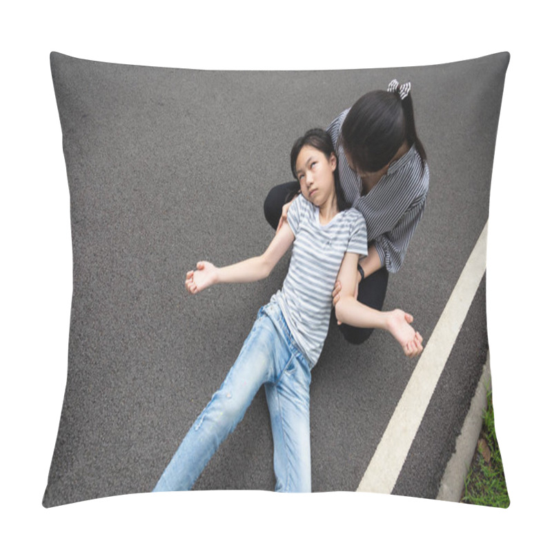 Personality  Sick Little Child Girl With Epileptic Seizures On The Street,daughter Suffering From Seizures,illness With Epilepsy During Seizure Attack,asian Young Woman Or Mother Care Of Girl Patient,brain,nervous System Concept Pillow Covers