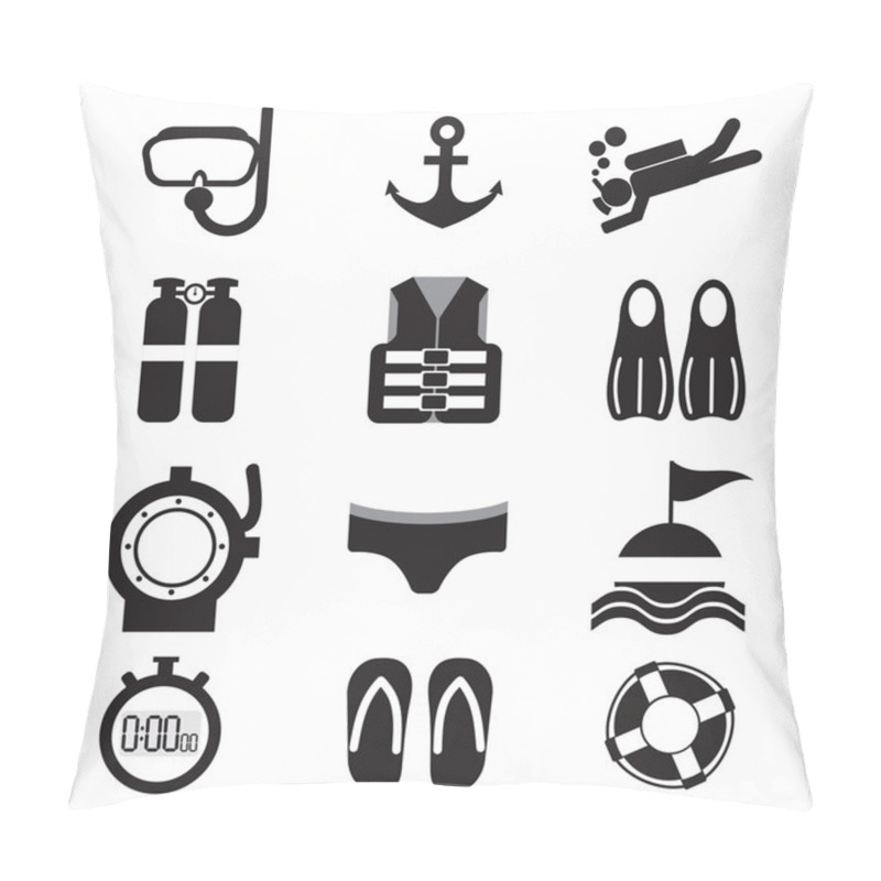 Personality  Diving Icon Set Vector Illustration Pillow Covers