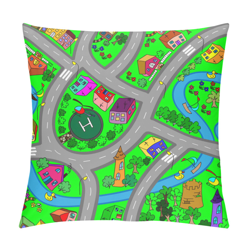 Personality  Cartoon Map Seamless Pattern.   Pillow Covers