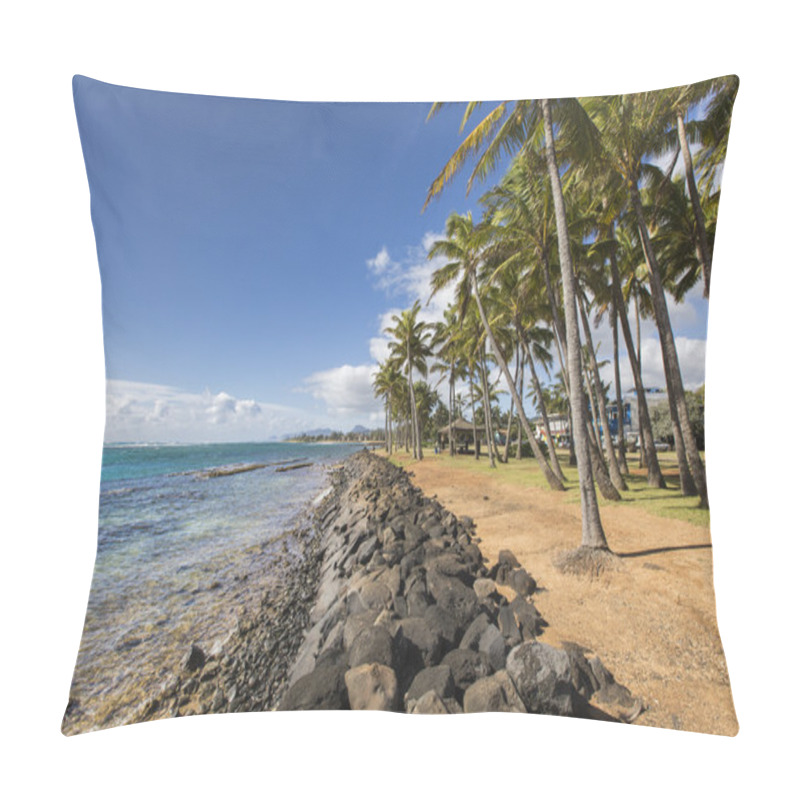 Personality  Coconut Palm Tree On The Sandy Beach In Kapaa Hawaii, Kauai Pillow Covers