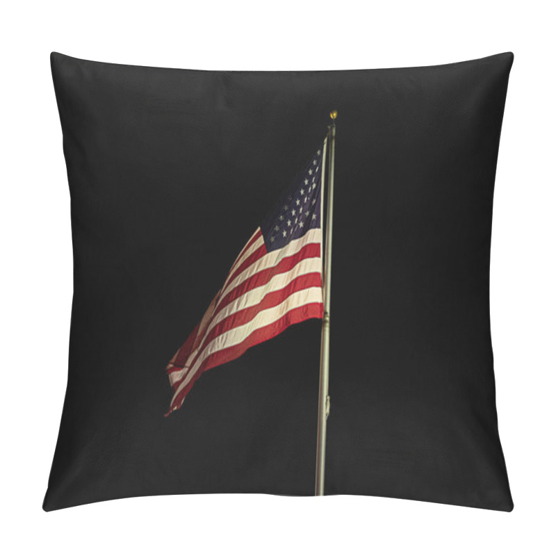 Personality  American Flag Flapping And Flying High In Night Darkened Sky Pillow Covers