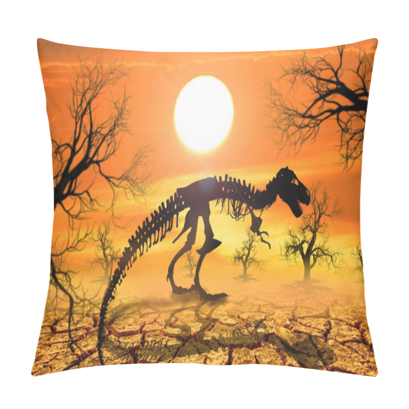 Personality  Dinosaur Skeletons In Arid And Drought Areas Pillow Covers