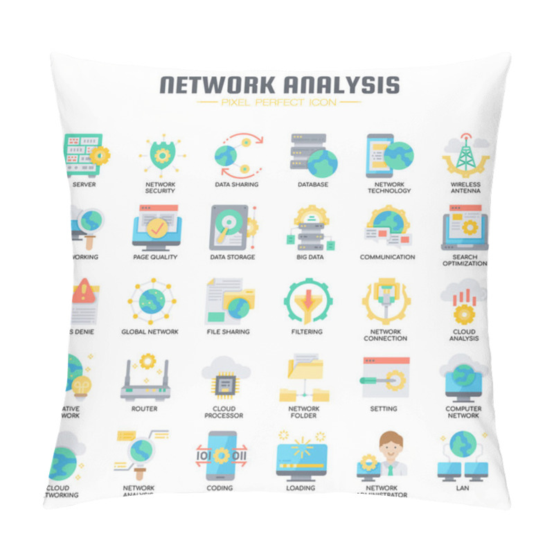 Personality  Network Analysis , Thin Line And Pixel Perfect Icons Pillow Covers