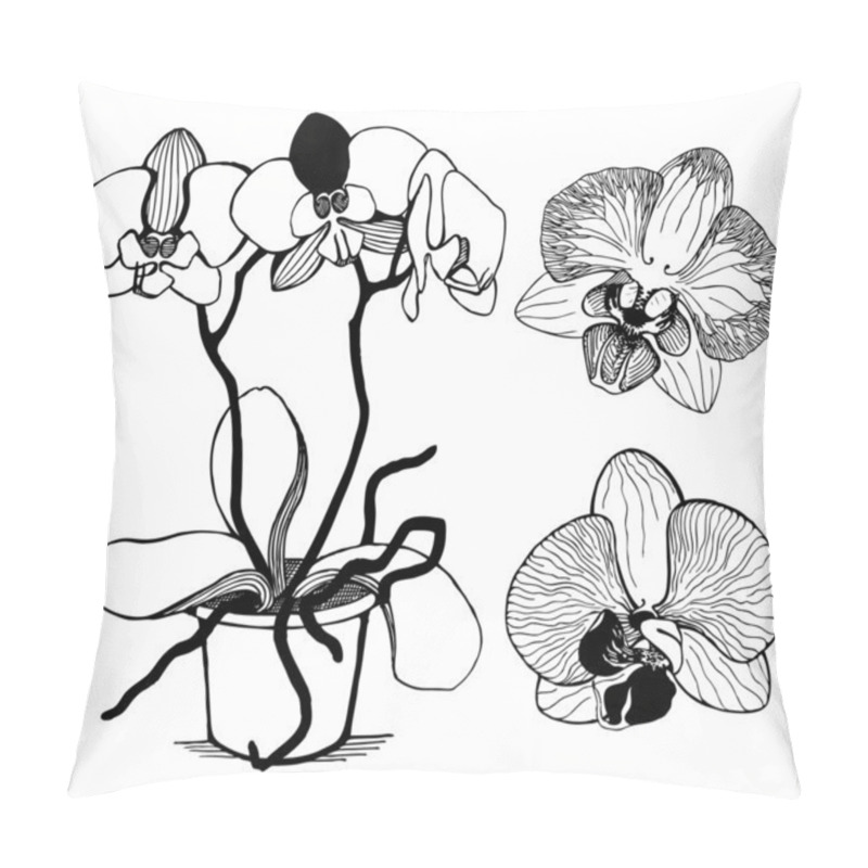 Personality  Vector Set Of Hand Drawn Orchid Flowers Pillow Covers