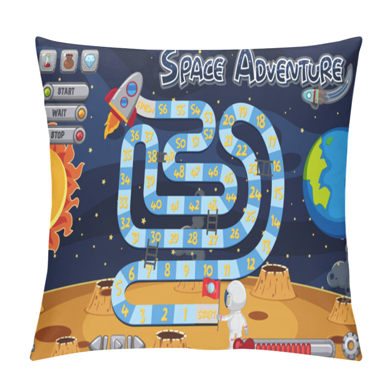 Personality  Boardgame Template With Astronaut On Moon Pillow Covers