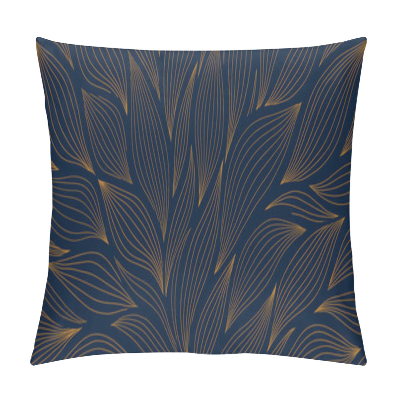 Personality  Luxury Floral Pattern With Hand Drawn Leaves. Elegant Astract Background In Minimalistic Linear Style. Trendy Line Art Design Element. Vector Illustration. Pillow Covers