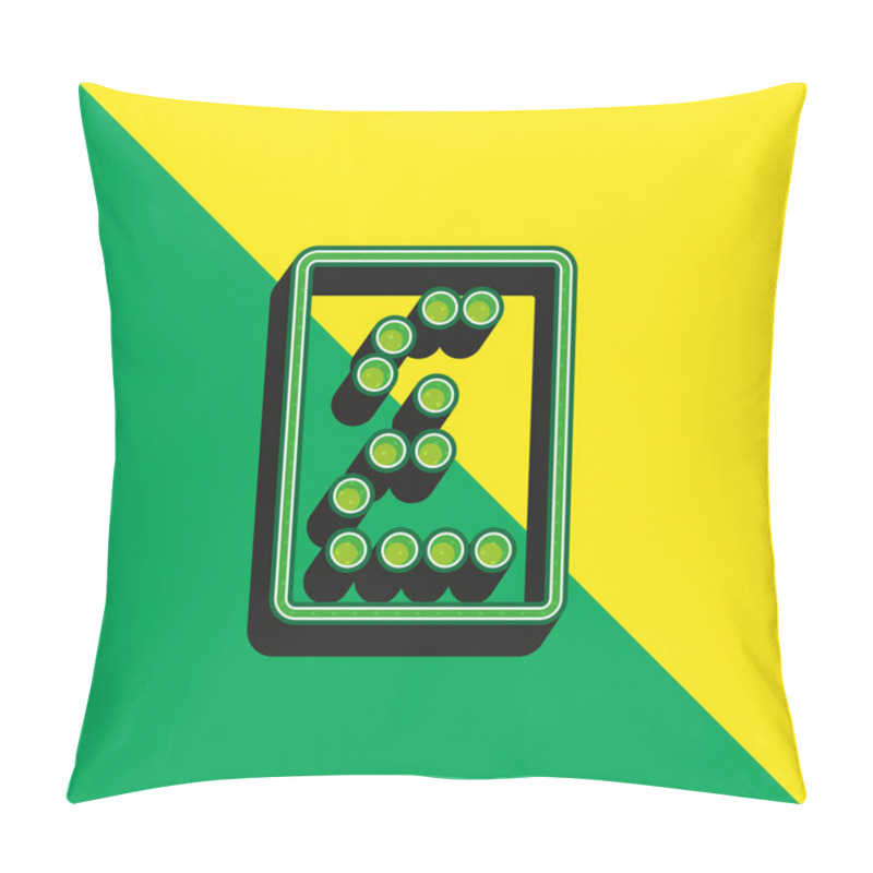 Personality  Braille Text Green And Yellow Modern 3d Vector Icon Logo Pillow Covers