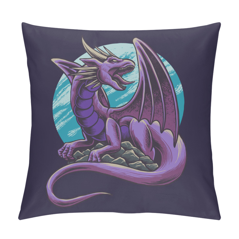 Personality  Great Monster Dragon Vector Illustration Pillow Covers