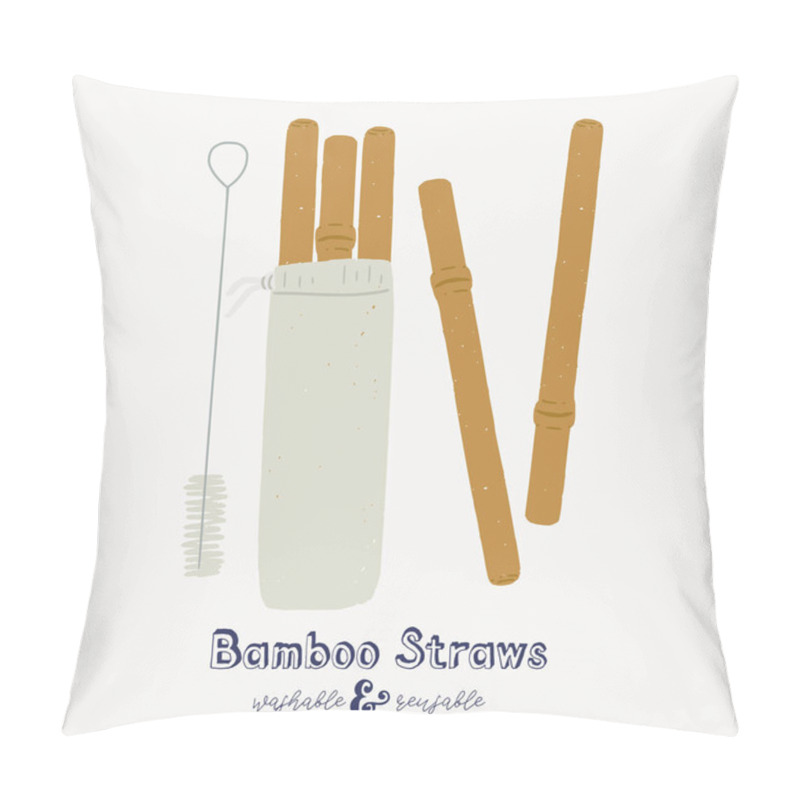 Personality  Set Of Reusable Bamboo Straws Pillow Covers