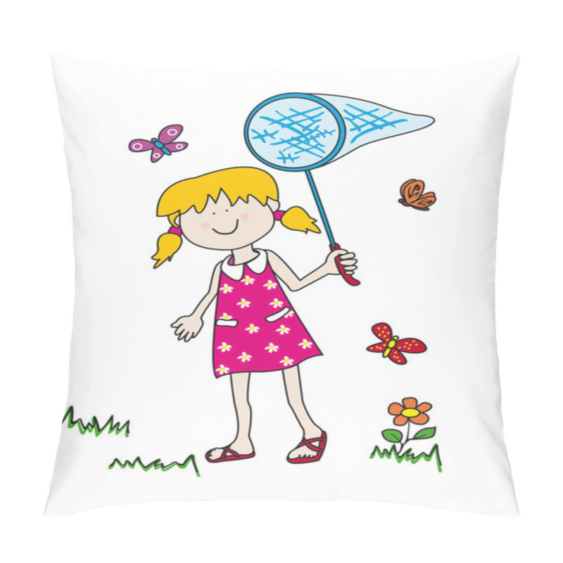 Personality  Little Girl Chasing Butterflies Pillow Covers