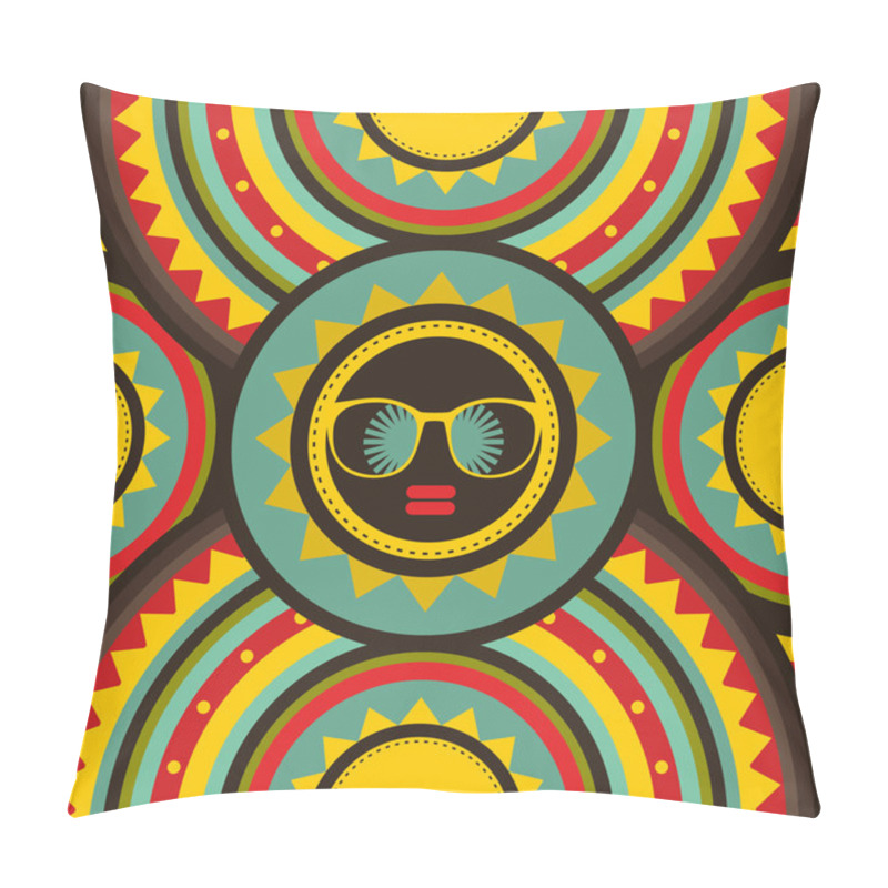 Personality  Summer Cover With Sun And Black Woman Face. Pillow Covers