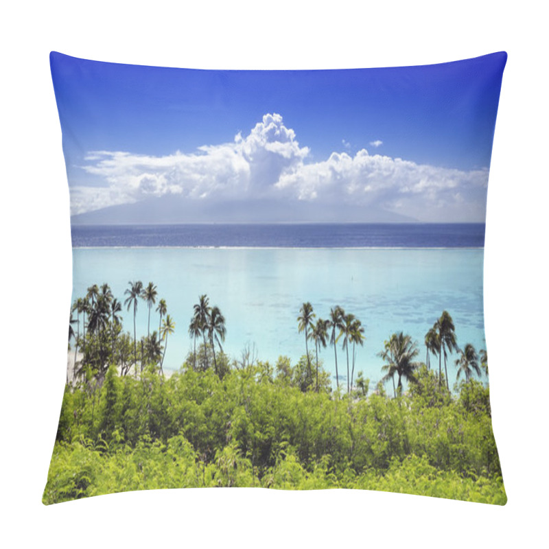 Personality  Palm Trees On Tropical Beach In Moorea Pillow Covers