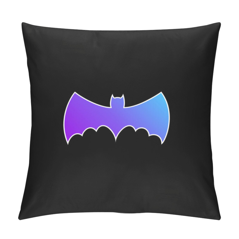 Personality  Bat With Big Wings Silhouette Blue Gradient Vector Icon Pillow Covers