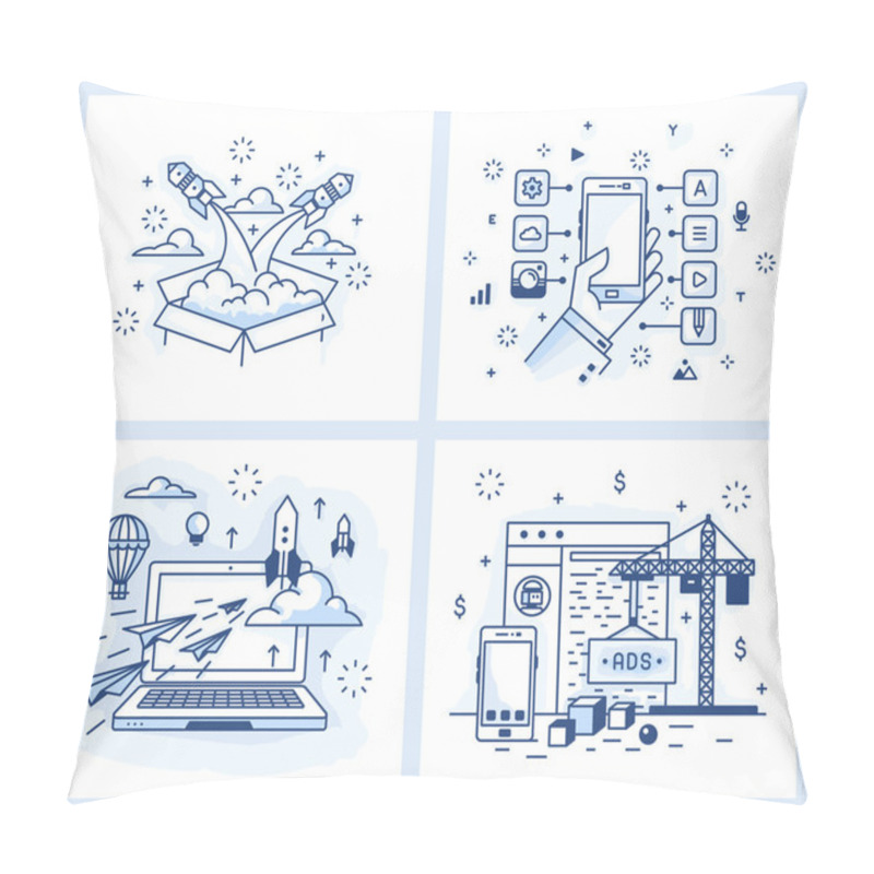 Personality  Small Illustration Of A Modern Linear Style Pillow Covers