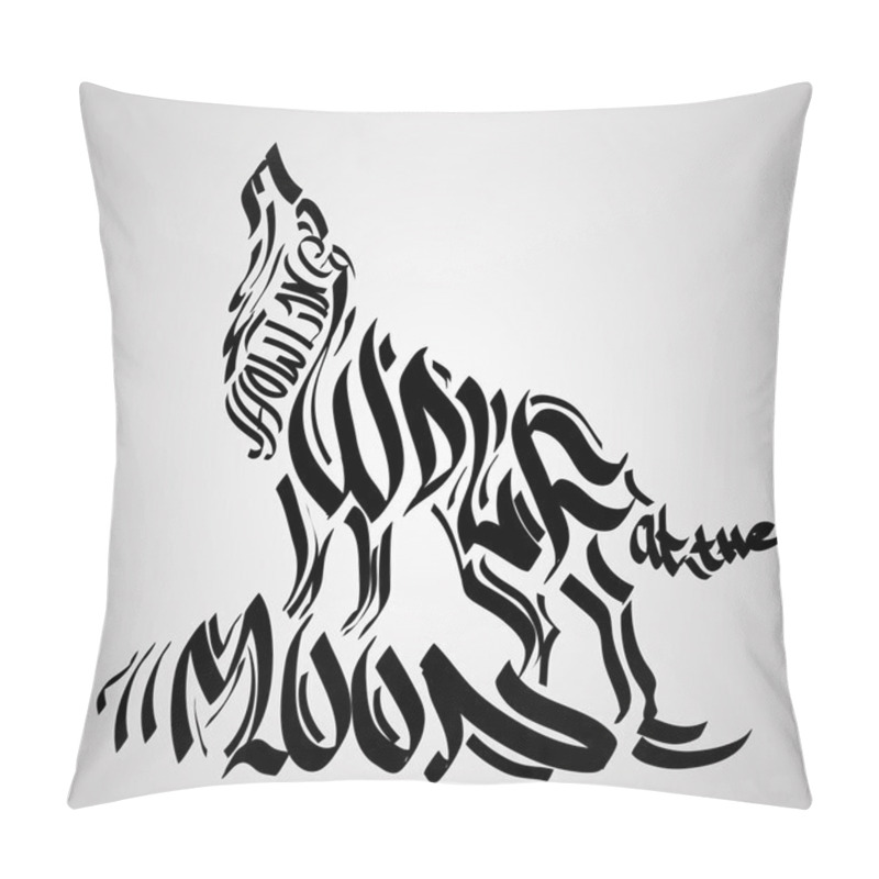 Personality  Wolf Silhouette With Concept Text Inside. Vector Illustration. Pillow Covers