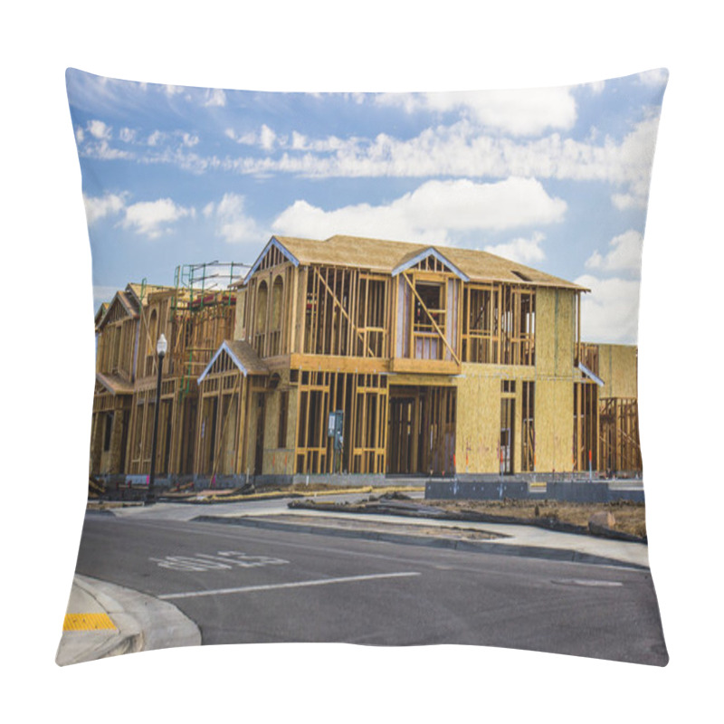 Personality  Brand New Two Story Homes In Housing Development Pillow Covers