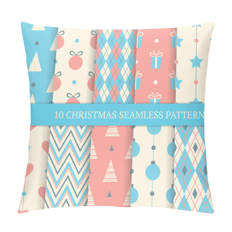 Personality  Set Of Christmas Different Seamless Patterns. Pillow Covers