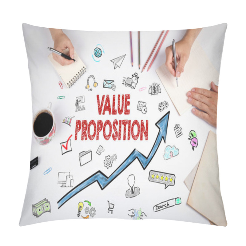 Personality  Value Proposition Concept. The Meeting At The White Office Table Pillow Covers