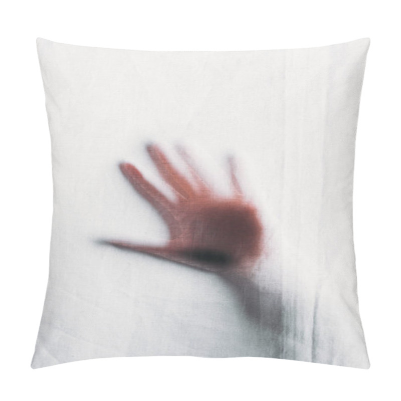 Personality  Blurry Silhouette Of Human Hand Touching Veil Pillow Covers