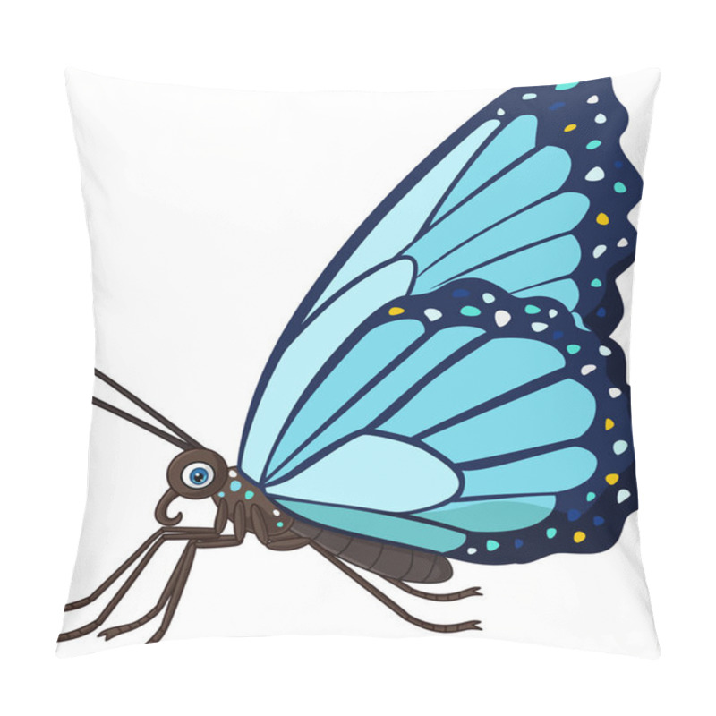 Personality  Vector Illustration Of Cartoon Butterfly On White Background Pillow Covers