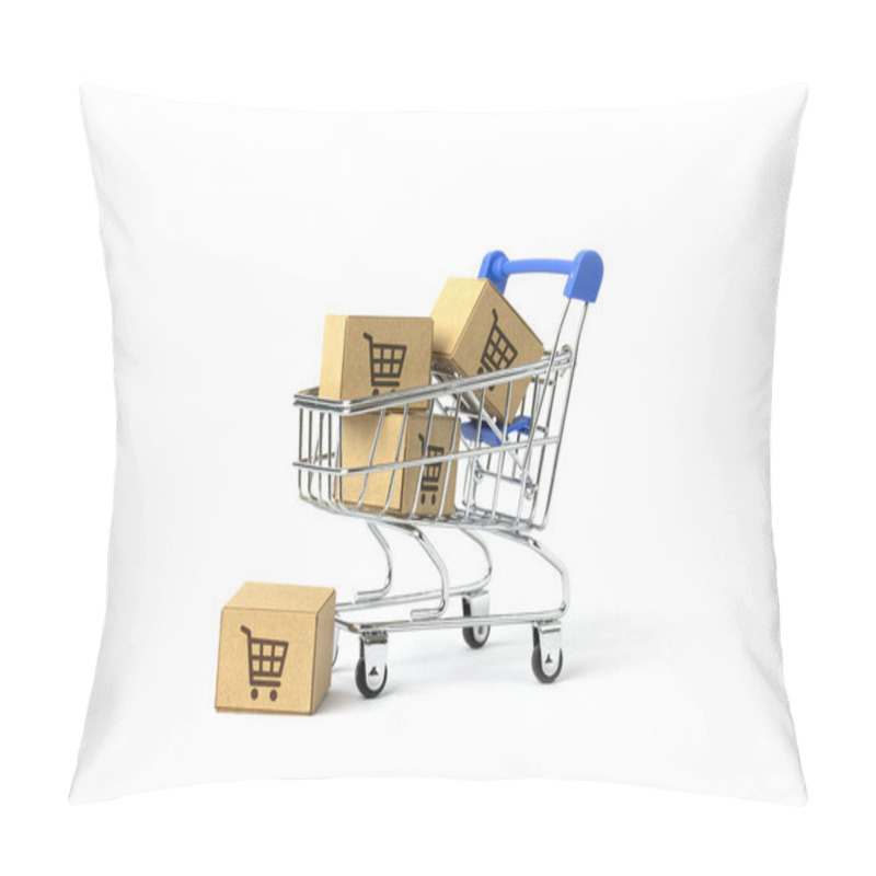 Personality  Online Shopping Concept With Shopping Cart Symbol Pillow Covers