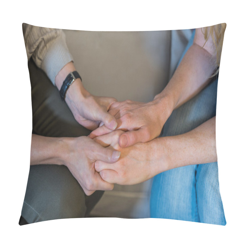 Personality  Psychologist Comforting A Depressed Patient Pillow Covers