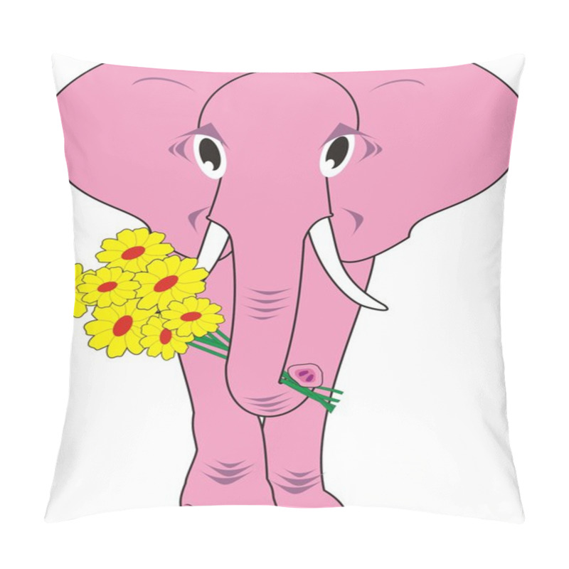 Personality  The Pink Elephant With Flowers Isolated Pillow Covers