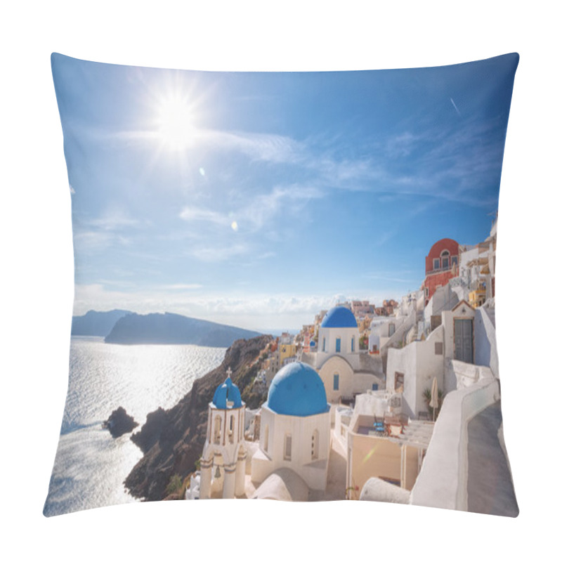 Personality  Oia Village In Santorini Island, Greece Pillow Covers