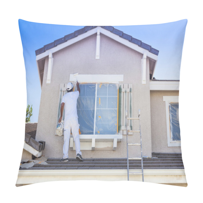 Personality  House Painter Painting The Trim And Shutters Of Home Pillow Covers