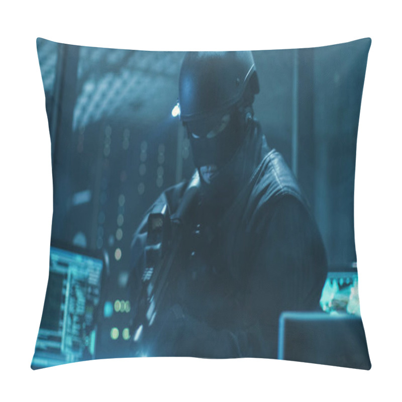 Personality  Cyber War Special Forces Fully Armed Soldier Uncovers Internatio Pillow Covers