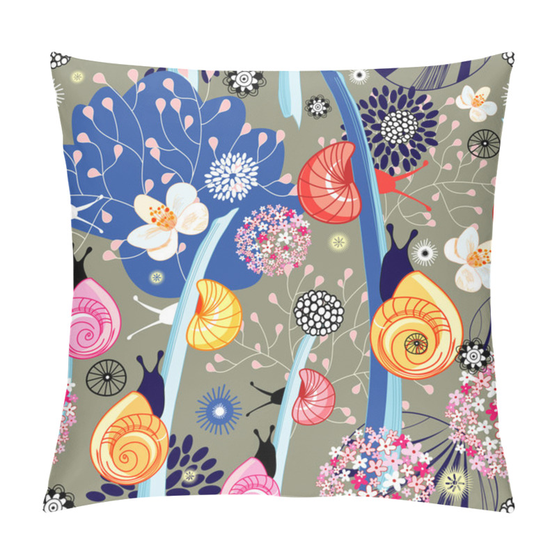 Personality  Flower Texture With Snails Pillow Covers