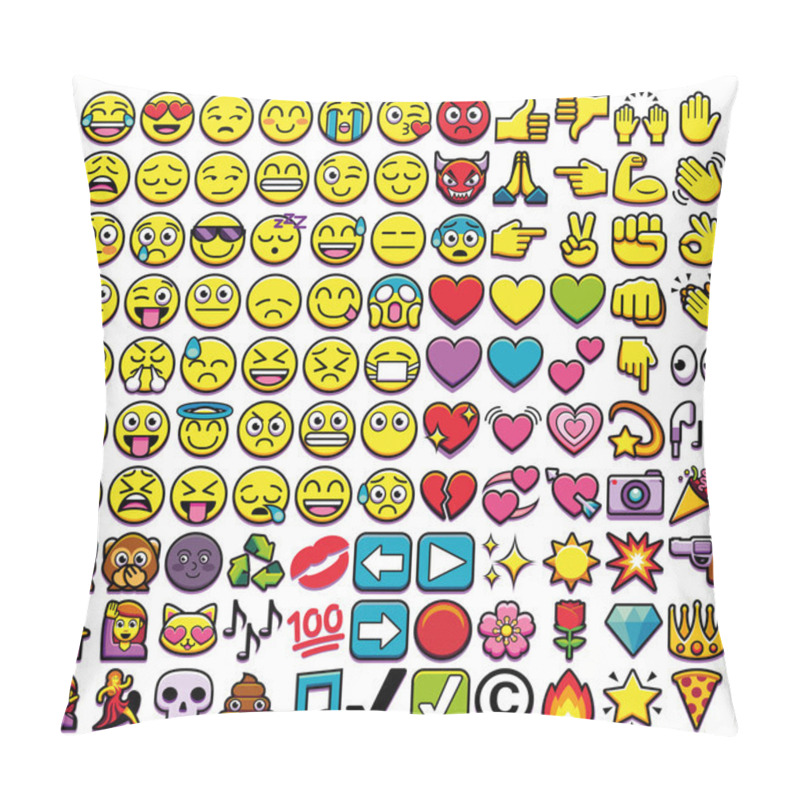 Personality  Set Of Different 110 Emojis Isolated On White Background Pillow Covers