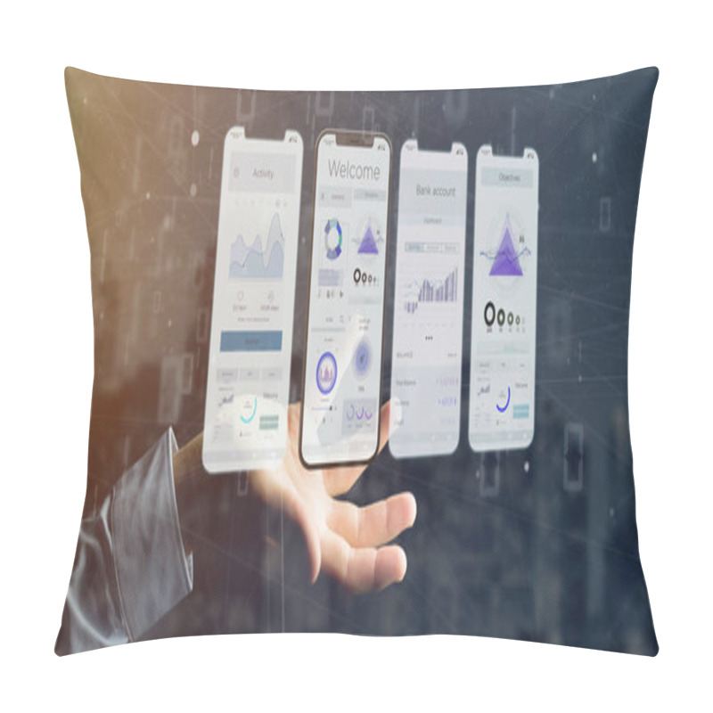 Personality  Application Interface UI On A Smartphone - 3d Rendering Pillow Covers