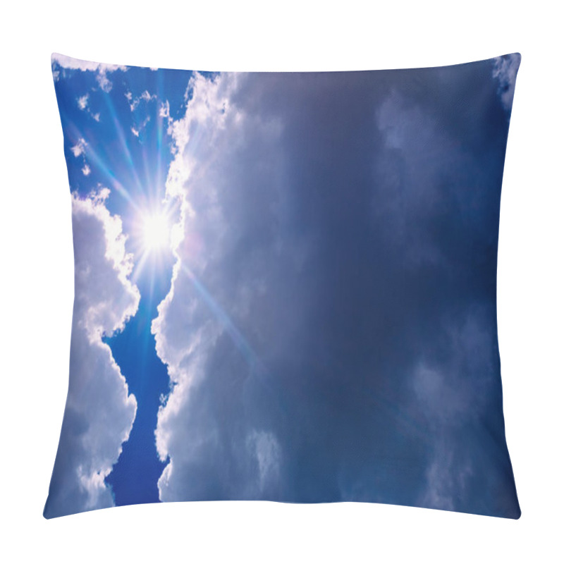 Personality  Uva And Uvb Rays Of The Sun Pass Through The Atmosphere And The Clouds To The Skin Of People. Pillow Covers