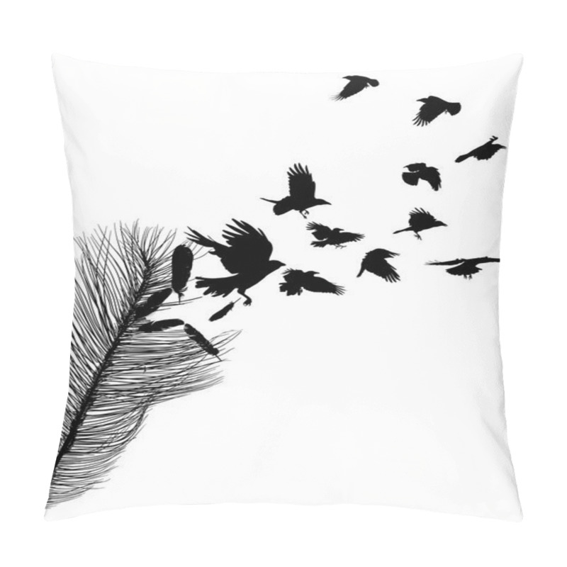 Personality  Crows Flying From Feather Silhouette Pillow Covers