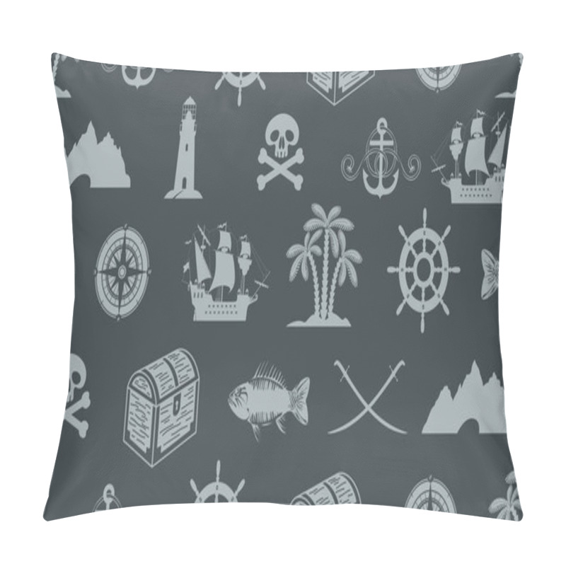 Personality  Seamless Pattern On The Theme Of Pirate Adventures Pillow Covers