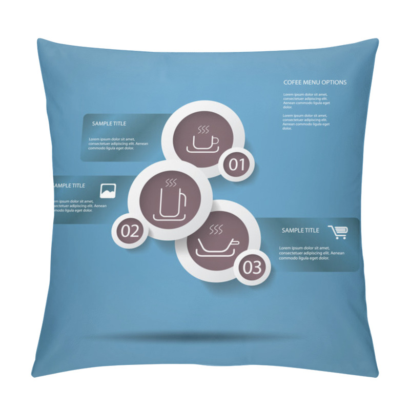 Personality  Round White Infographic Elements With Various Icons Suitable For Infographics, Web Layout, Presentations, Etc. About Coffee Pillow Covers