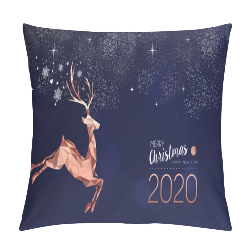 Personality  Christmas And New Year 2020 Card Of Copper Deer Pillow Covers