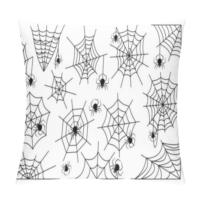 Personality  Many Different Spider Webs With Black Spiders Set Pillow Covers