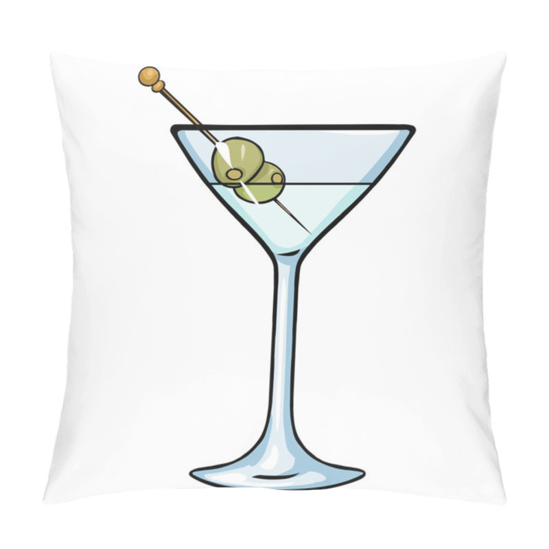 Personality  Cartoon Martini Glass With Green Olives Pillow Covers