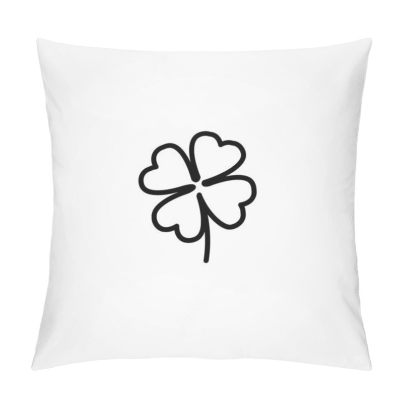 Personality  Four Leaf Clover Line Icon. Four Leaf Clover Isolated Line Icon Pillow Covers