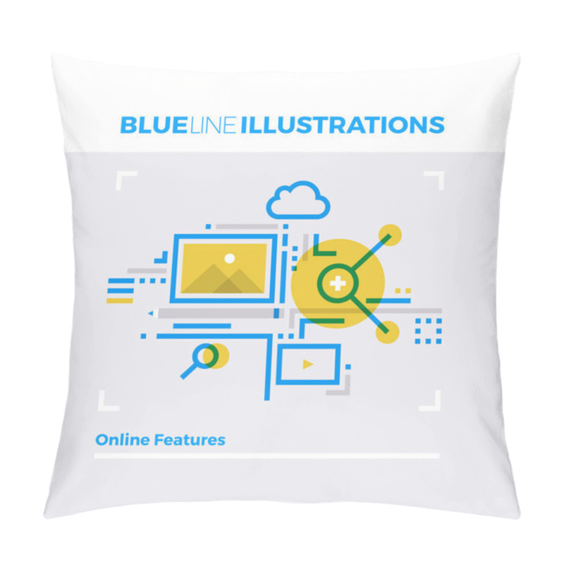 Personality  Online Features Blue Line Illustration Pillow Covers